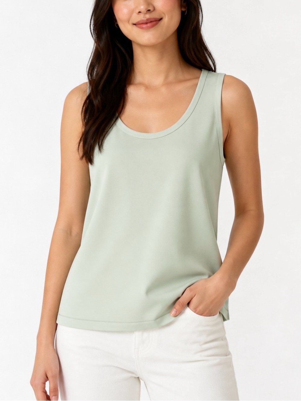 Ann Taylor Scoop Neck Blouse in Sage Green
